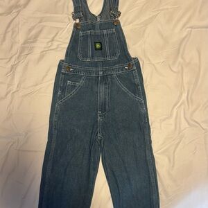 John Deere Blue Denim Overalls with Green Logo Patch-Boys-Size 6
